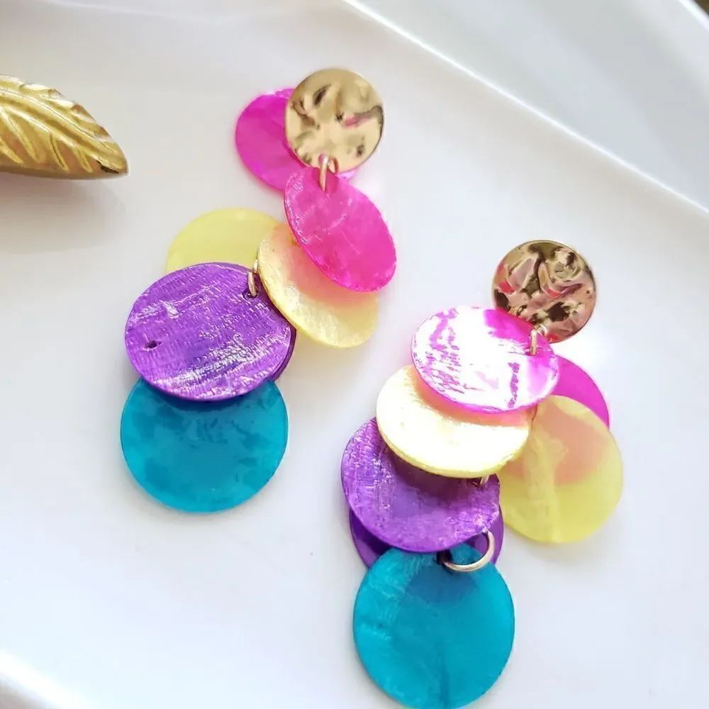 Zara MultiColored- Natural Shell Earrings - Picture 9 of 10